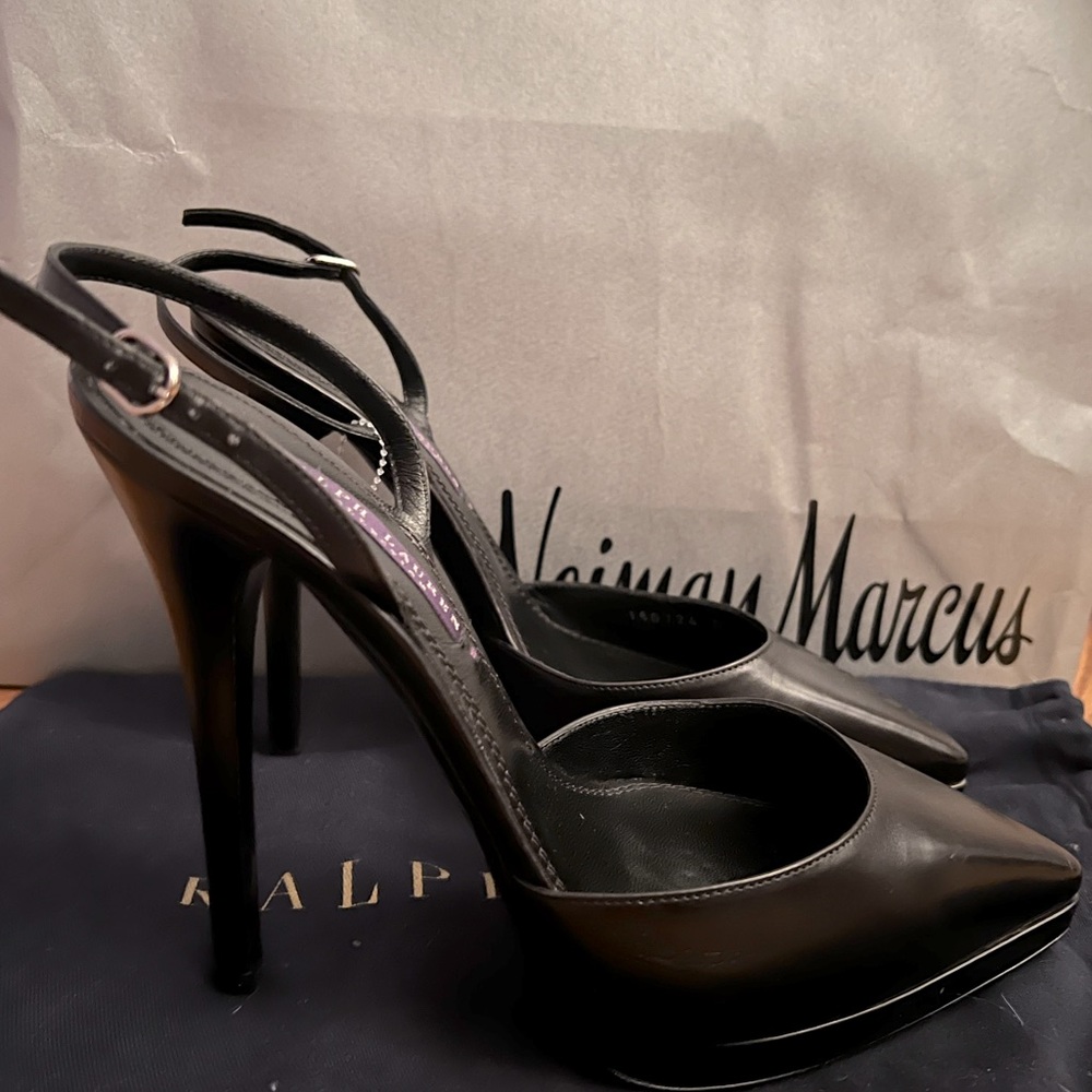 Ralph Lauren Purple Label Slingback Black Heels